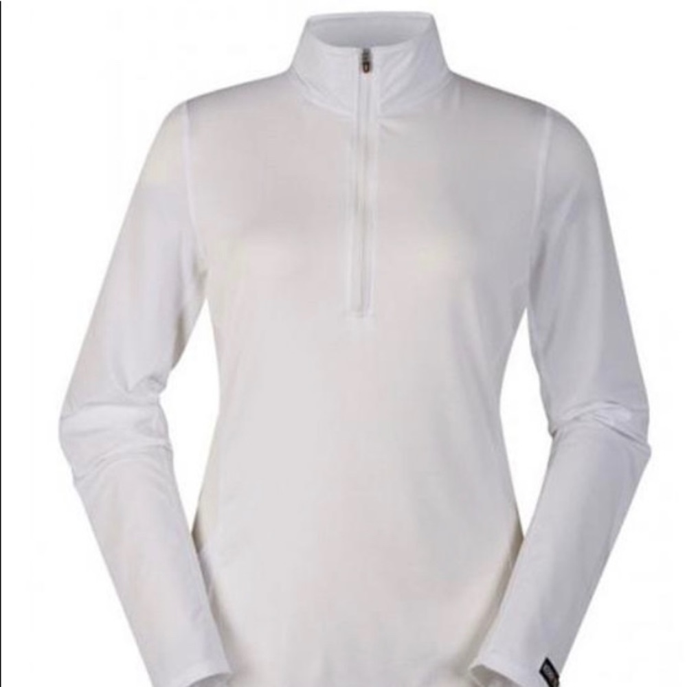 White Kerrits riding shirt